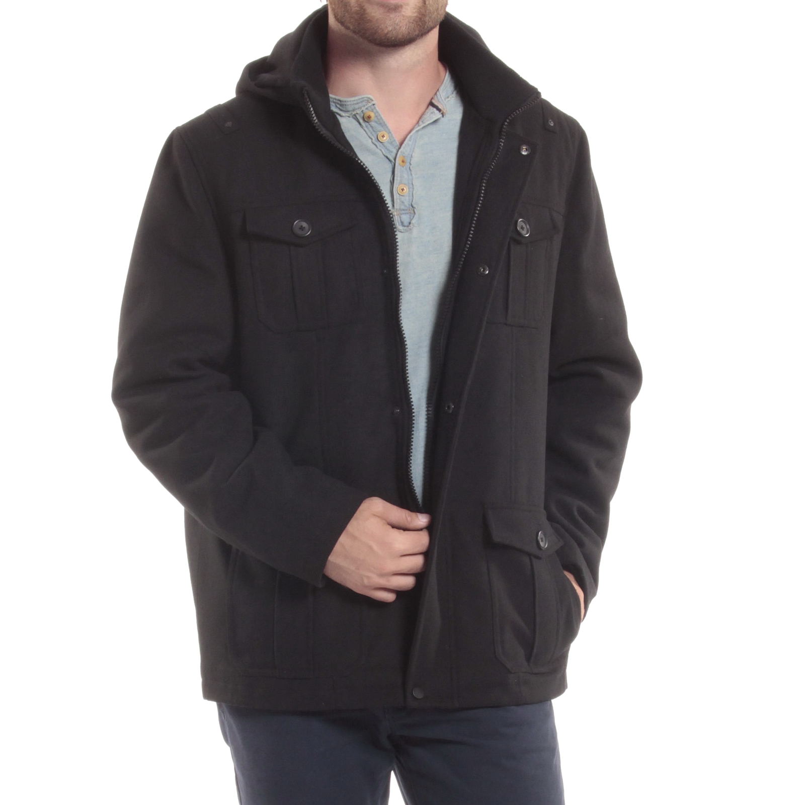 Alpine Swiss Noah Wool Mens Military Jacket Hood Parka Cargo Pocket